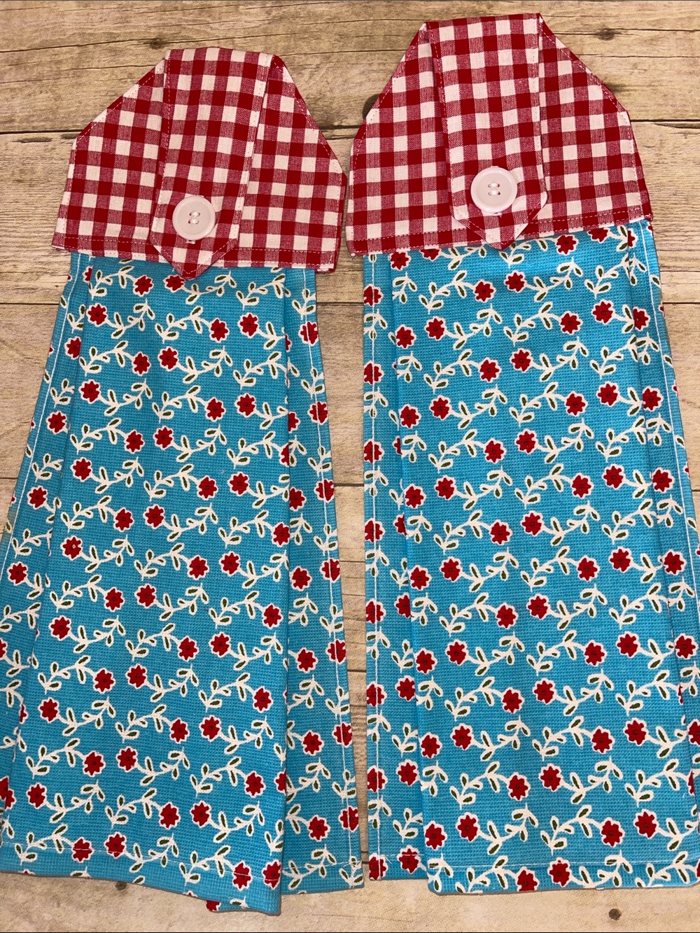 Sewn Top Towel with Red Gingham Check Top Pioneer Woman Set of Two